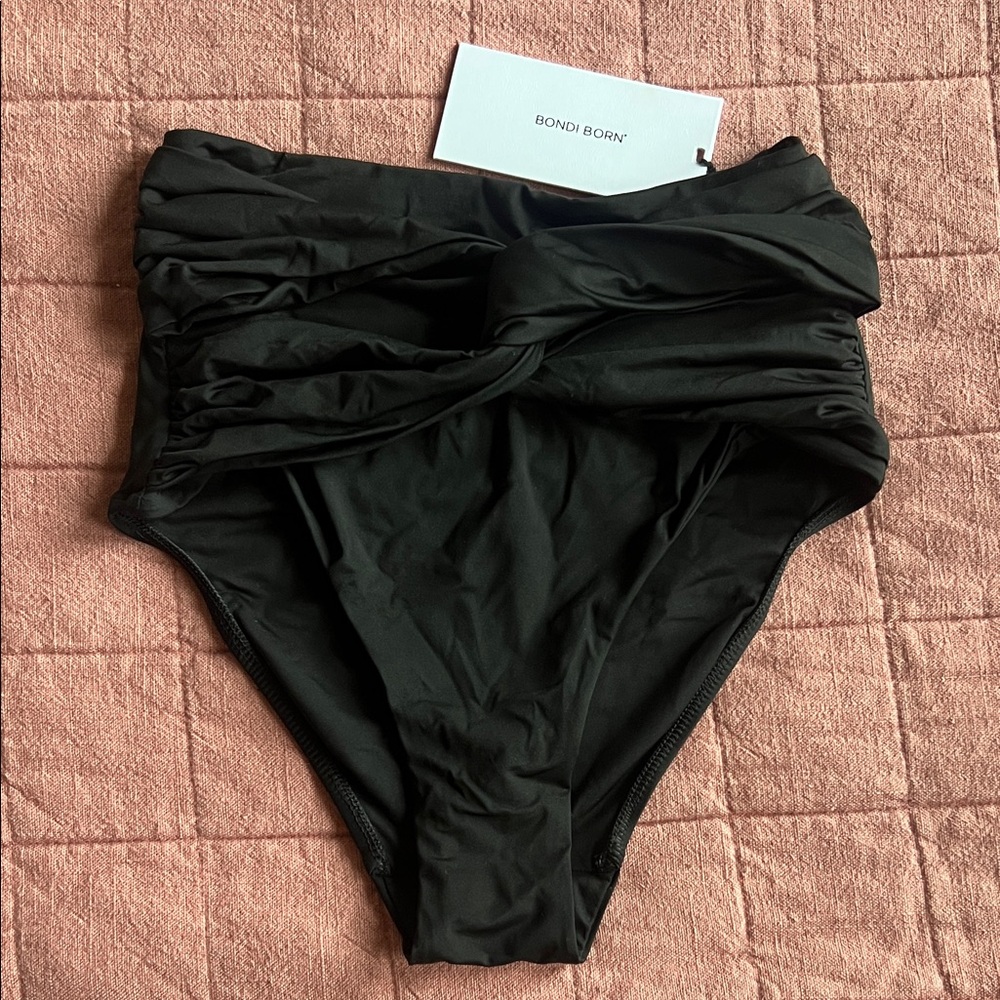 BONDI BORN “Penelope” Black High-Waisted Bikini Bottom US 2 AU/UK 6 NWT